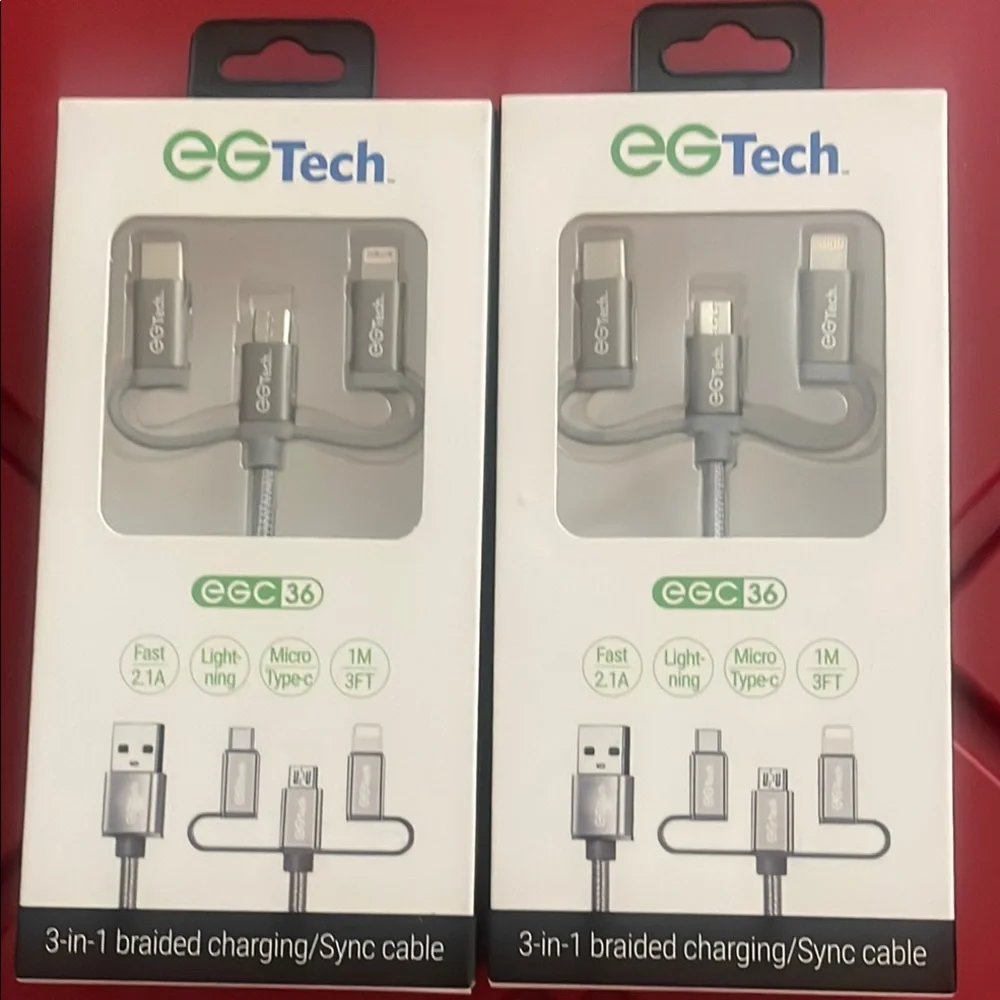 3-in-1 Braided Charging/Sync Cable - Gray